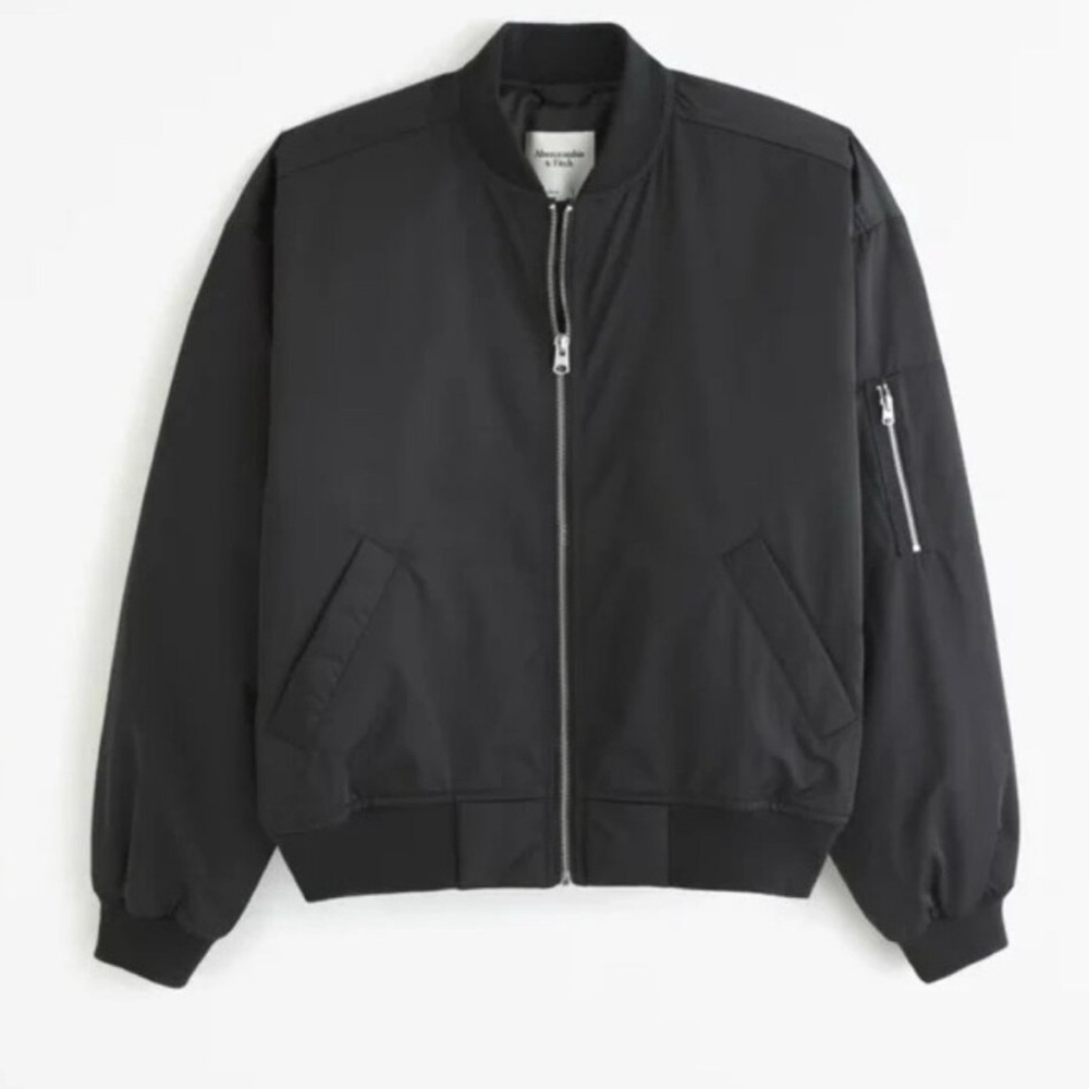 ABERCROMBIE AND FITCH BLACK BOMBER JACKET- Small